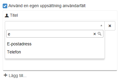 Använd egen uppsättning användarfält