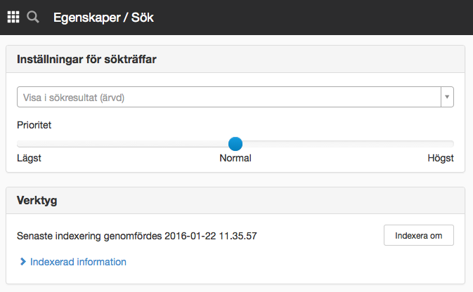 Panelen Sök