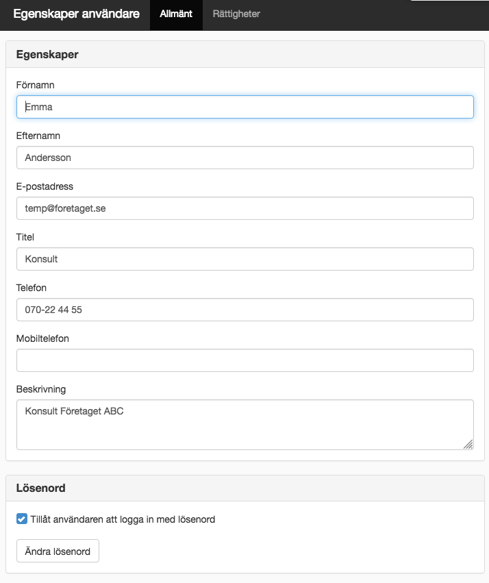 Egenskaper webbanvändare