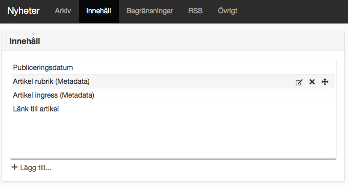 Innehåll nyheter