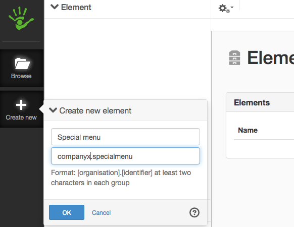 Create new element