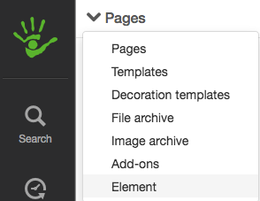 Menu to access Element