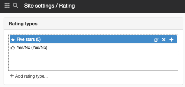 Settings rating types