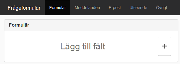 Skärmdump på frågeformulär