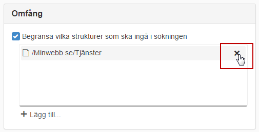 Ta bort omfång