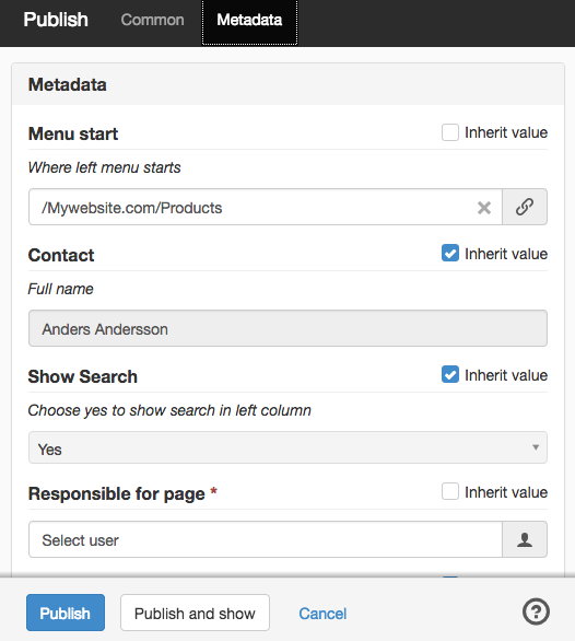 Metadata published