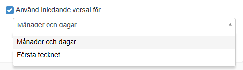 Inställning för versaler