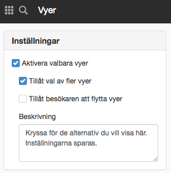 Inställningar för vyer