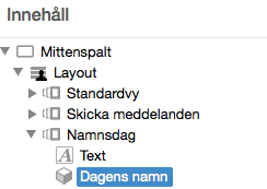 Dagens namn under Innehåll