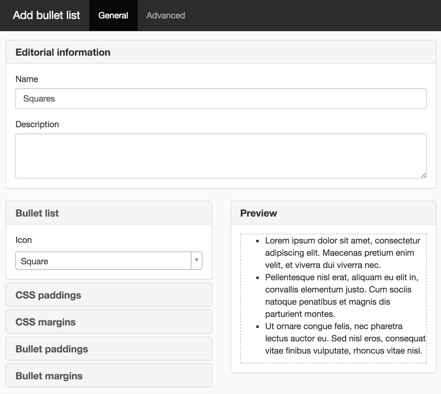 Add bulletlist