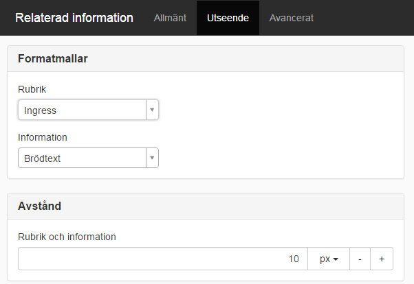 Utseende på relaterad information