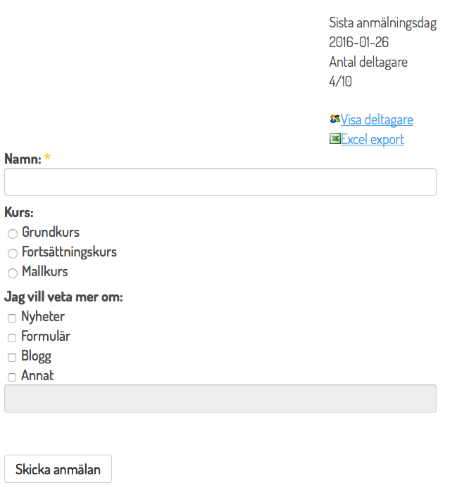 Skärmdump Webbanmälan exempel