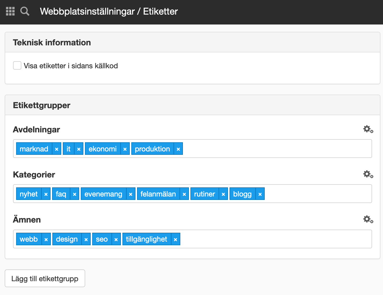 Etikettgrupper