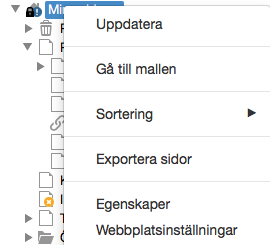 Högerklicksmeny på webbplats