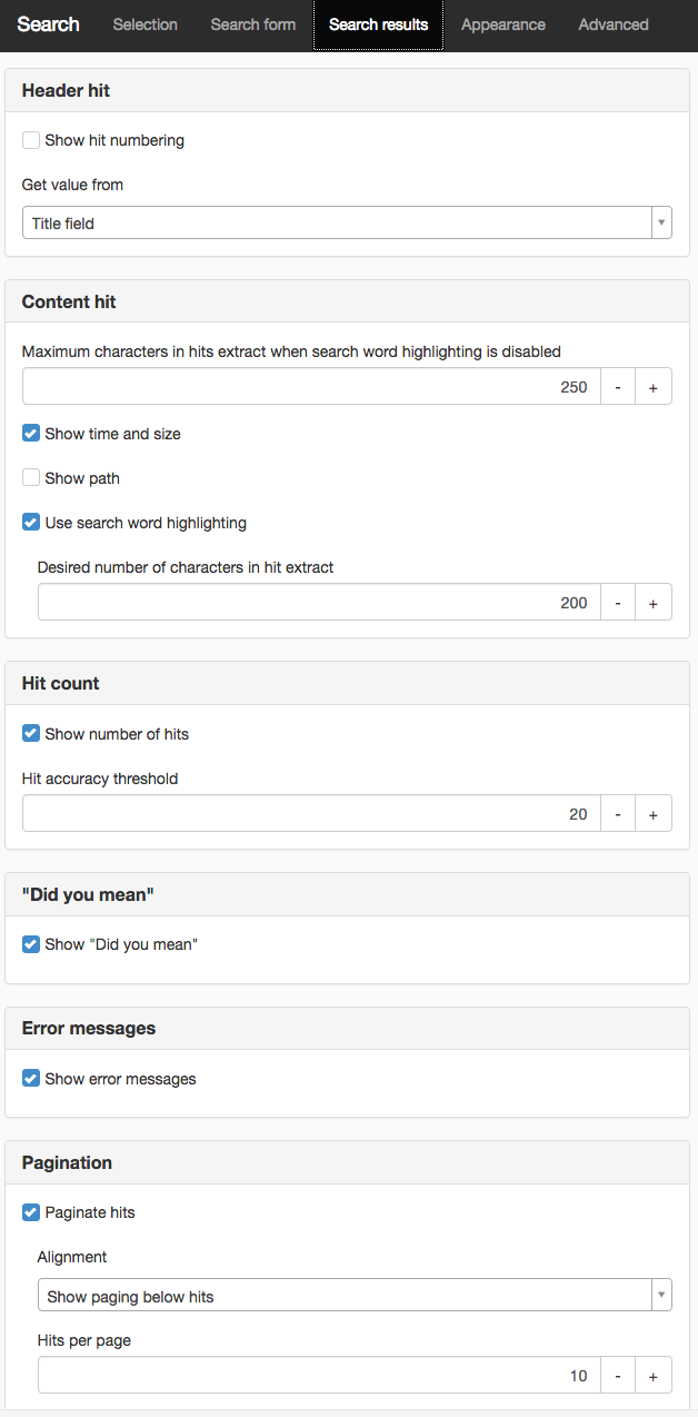 Search results