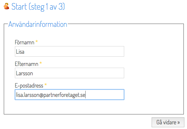 Steg 1 Fyll i uppgifter