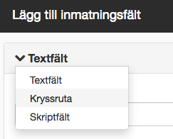Välj typ av inmatningsfält