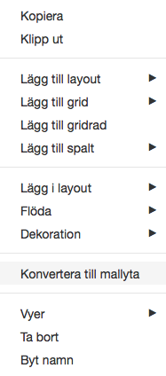 Konvertera till mallyta
