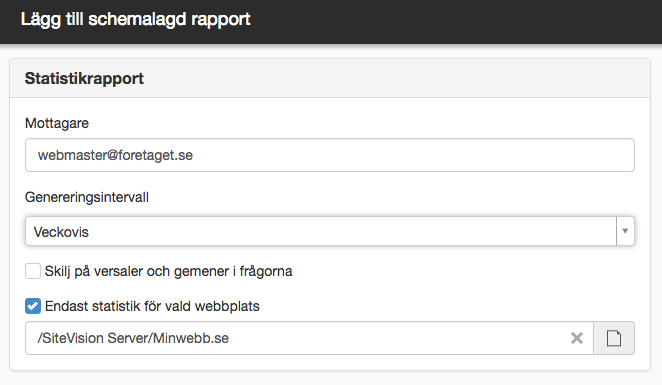 Inställningar för veckovis rapport