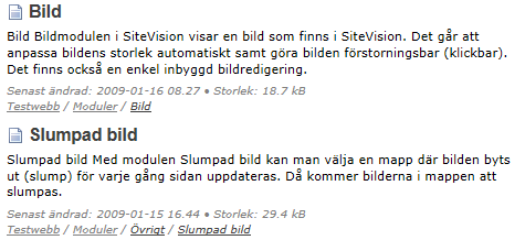 Ikon vid varje träff