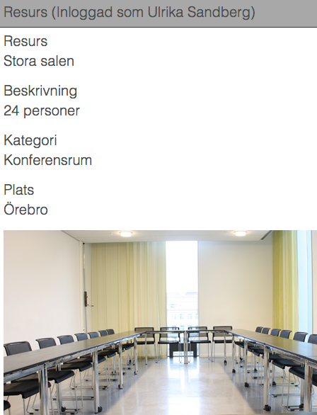 Skärmdump på bokningsresurser