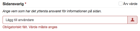 Ej ifyllt obligatoriskt fält