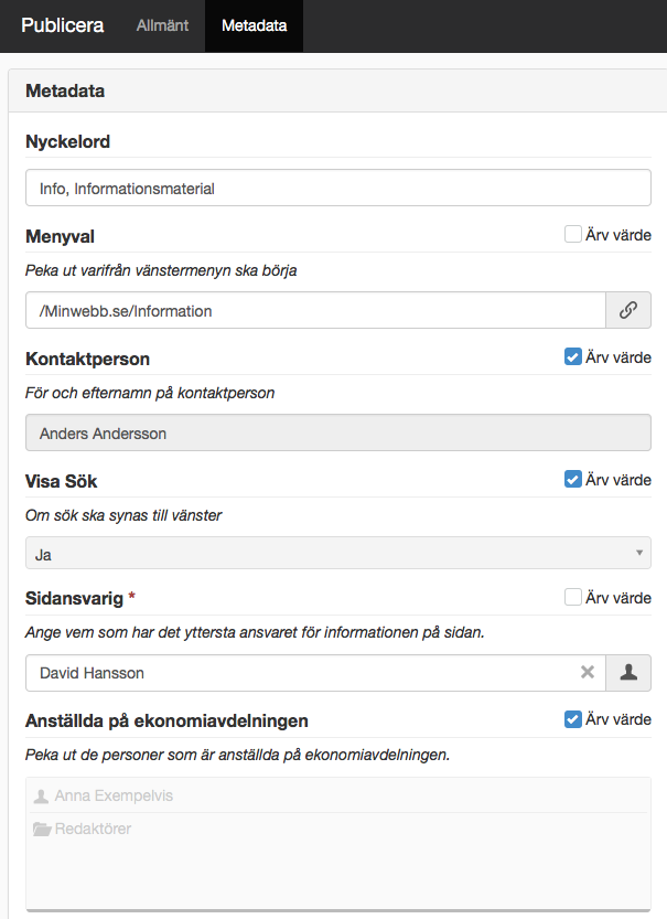 Metadata vid publicering