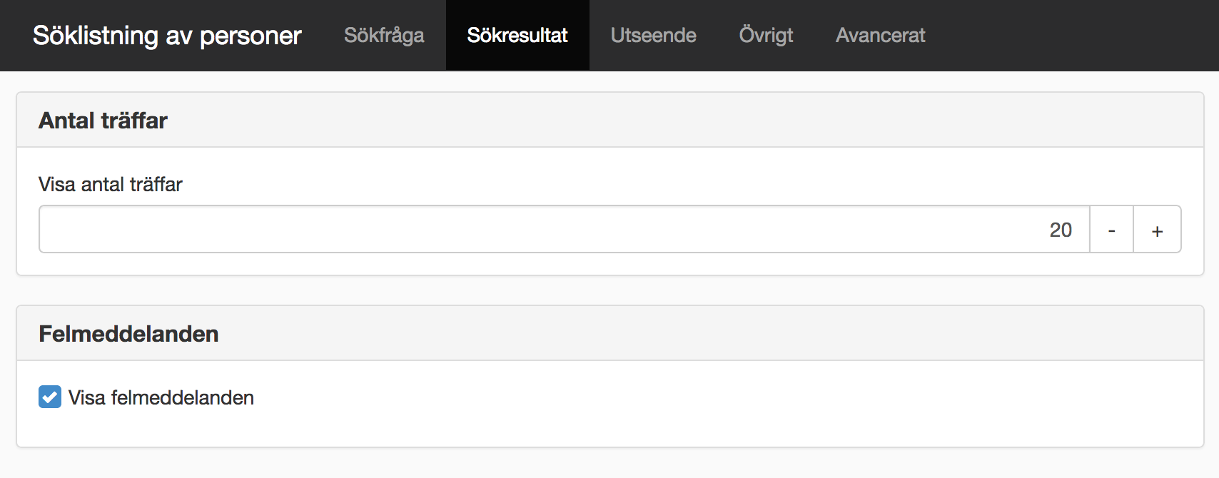 Fliken sökresultat