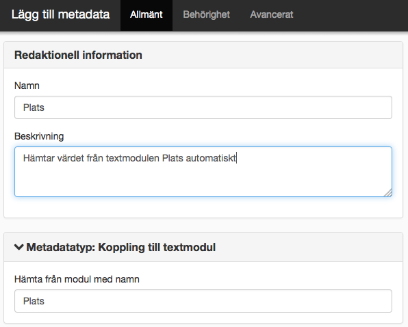 Koppling till textmodul