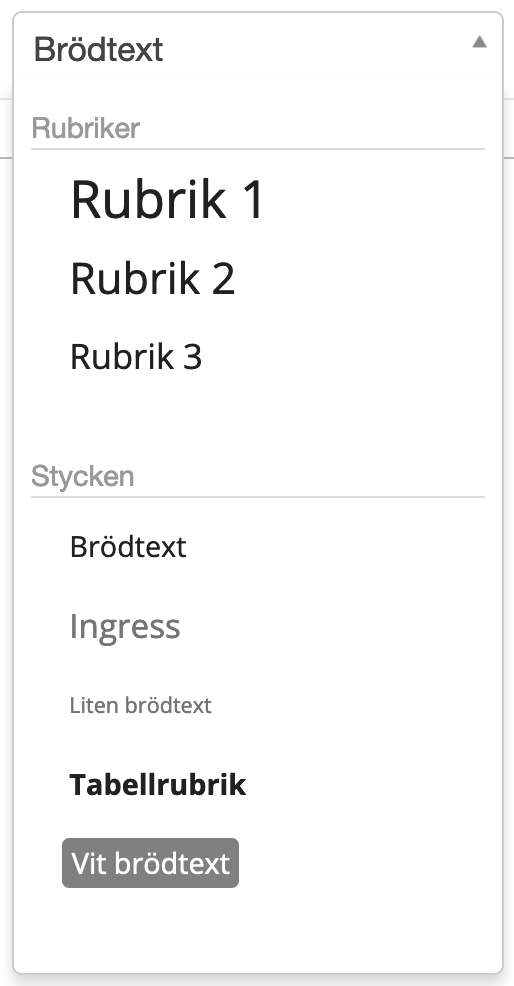 Bild på formatmallsväljaren
