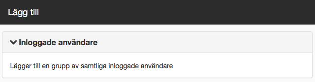 Dialog för inloggade användare som grupp
