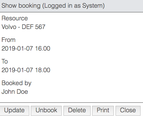 Information about booking