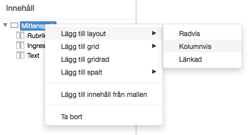 Skärmdump på hur man lägger till en layout