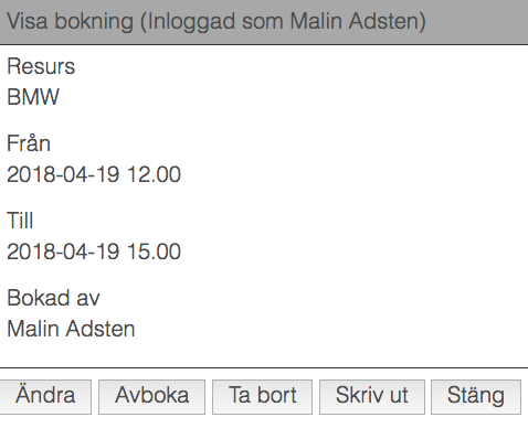 Info om bokning
