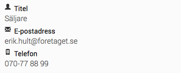 Exempel på utseende då en användare befinner sig på egen profilsida