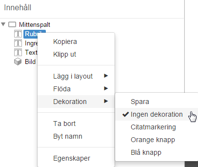 Ingen dekoration