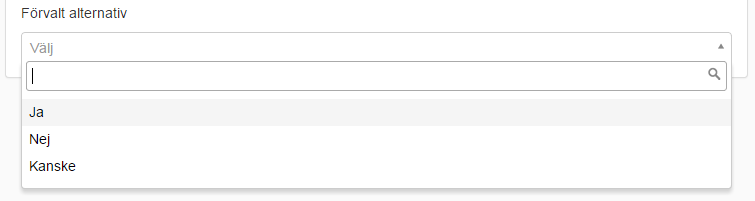 Droplista för förvalt alternativ