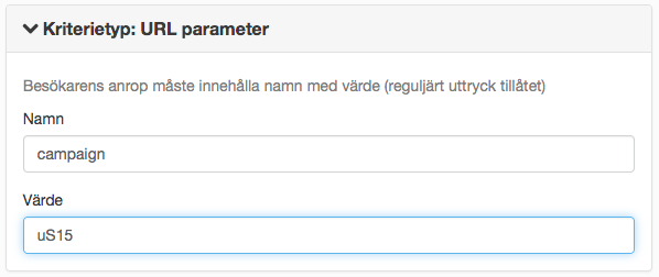 Kriteriumtyp URL parameter