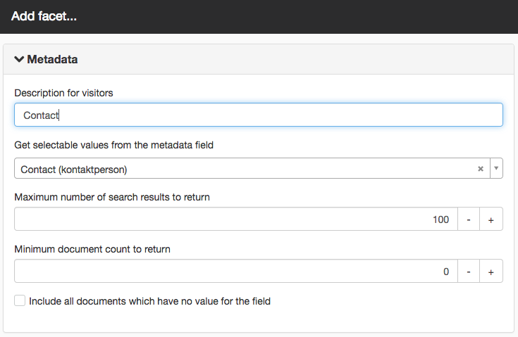 Add facet, metadata