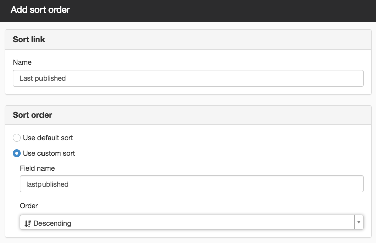 Add sort order