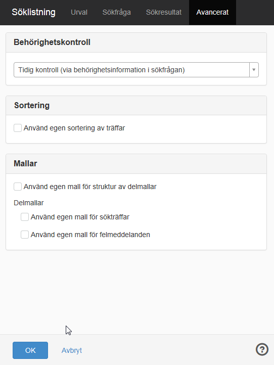 Inställningar för Avancerat