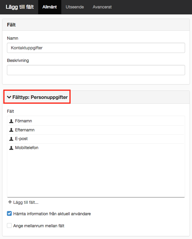 Ny fråga - personuppgifter