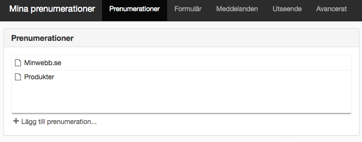 Mina prenumerationer