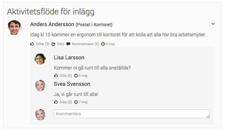 Inlägg i aktivitetsflöde