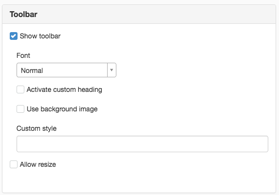 Show toolbar