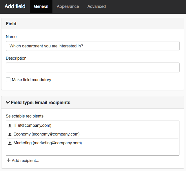 Add email recepients