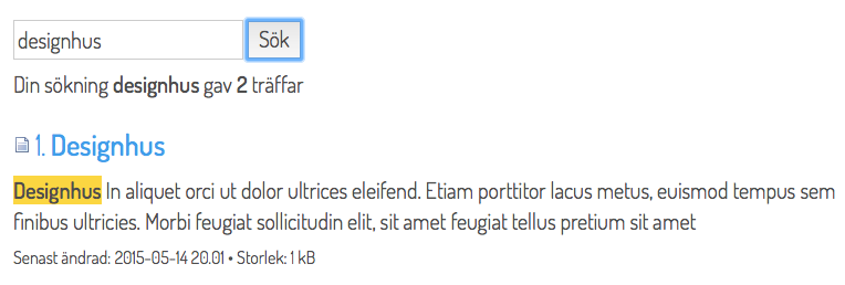 Sökordsmarkering