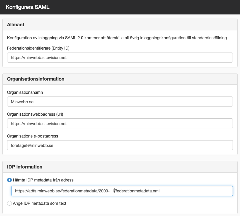 Konfiguration SAML