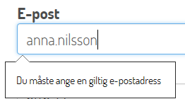 Ange e-postadress