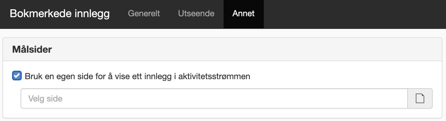 Fanen Annet i modulen Bokmerkede innlegg
